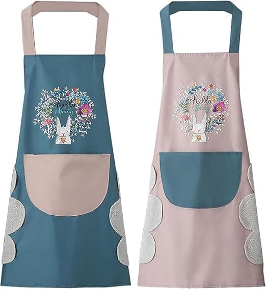 Kitchen Apron for Women with Big Front Pocket Hand-Wiping Waterproof Apron for Kitchen