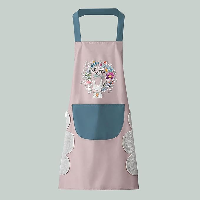 Kitchen Apron for Women with Big Front Pocket Hand-Wiping Waterproof Apron for Kitchen