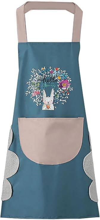 Kitchen Apron for Women with Big Front Pocket Hand-Wiping Waterproof Apron for Kitchen